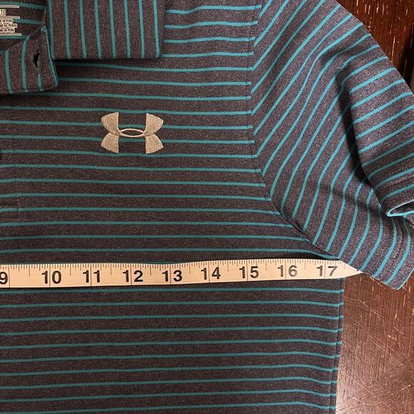 Under Armour Kids Blue Striped Polo Shirt Sz L - Picture 7 of 8